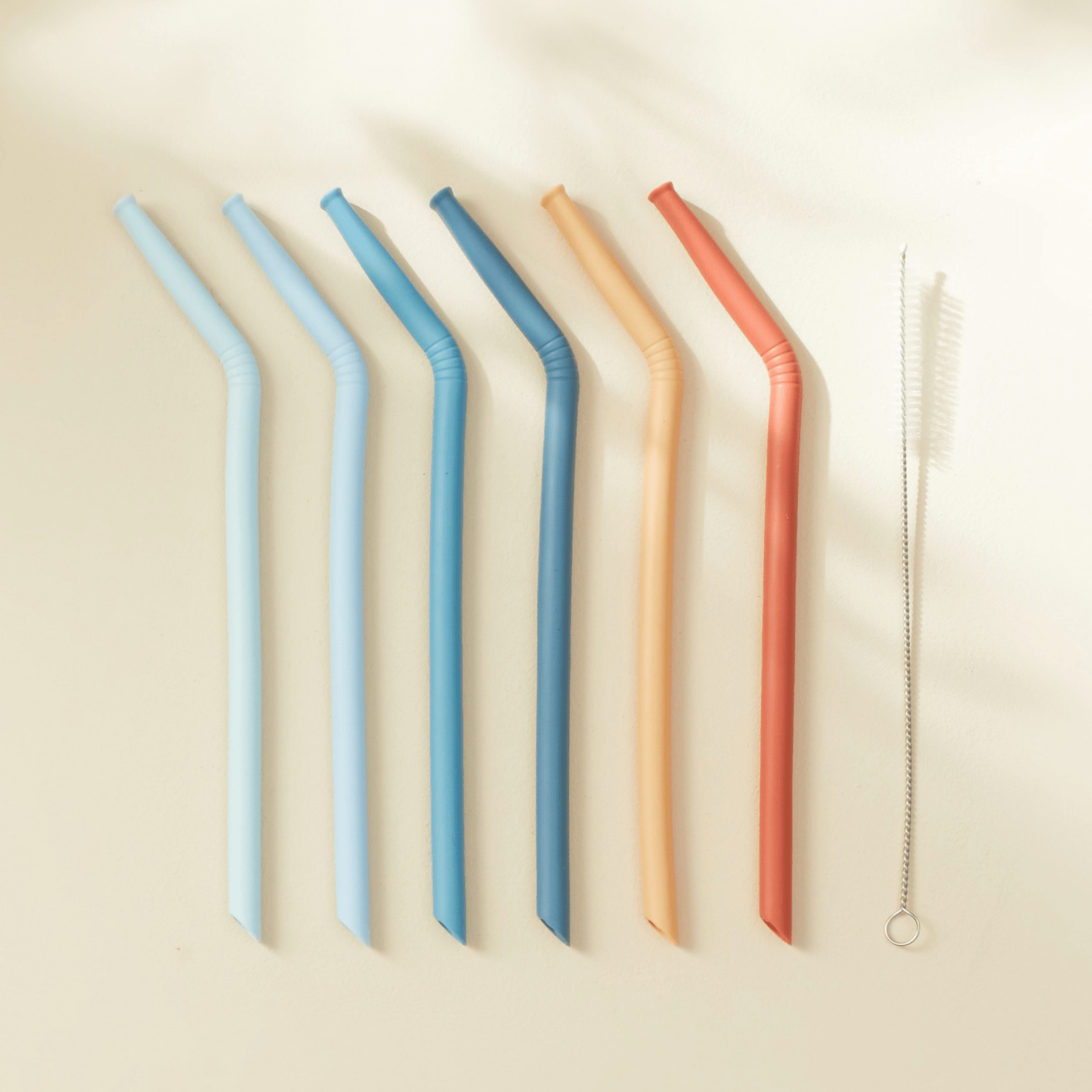 Silicone straw set pack of 6 - Coral