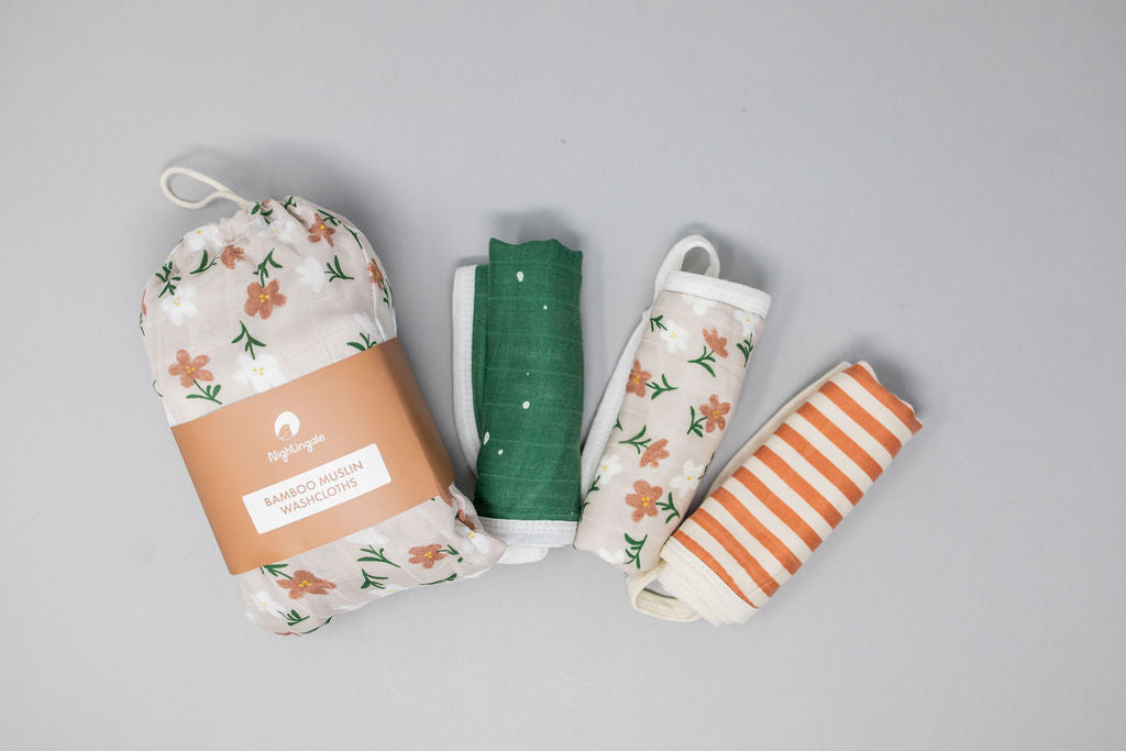 Muslin Washcloths Starry/Floral/Stripes