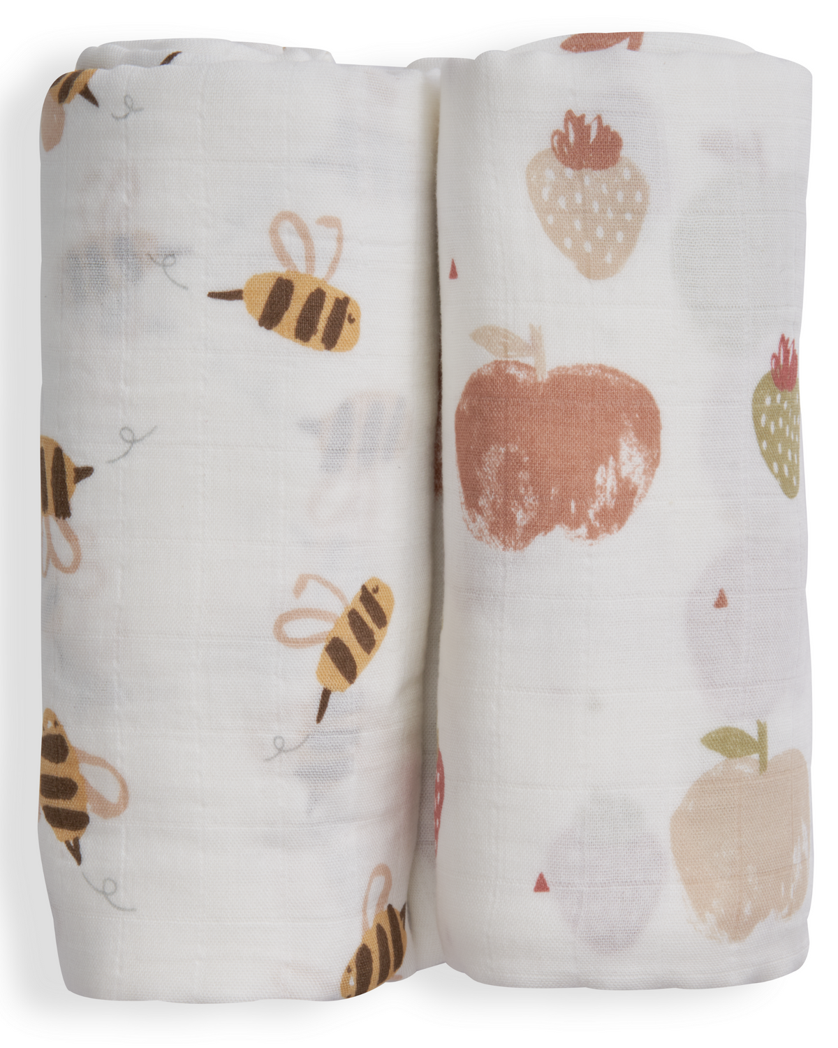 Muslin Swaddle Blankets - Pack of 2 - (Bee/Fruit/Daisy) - Canada Stock