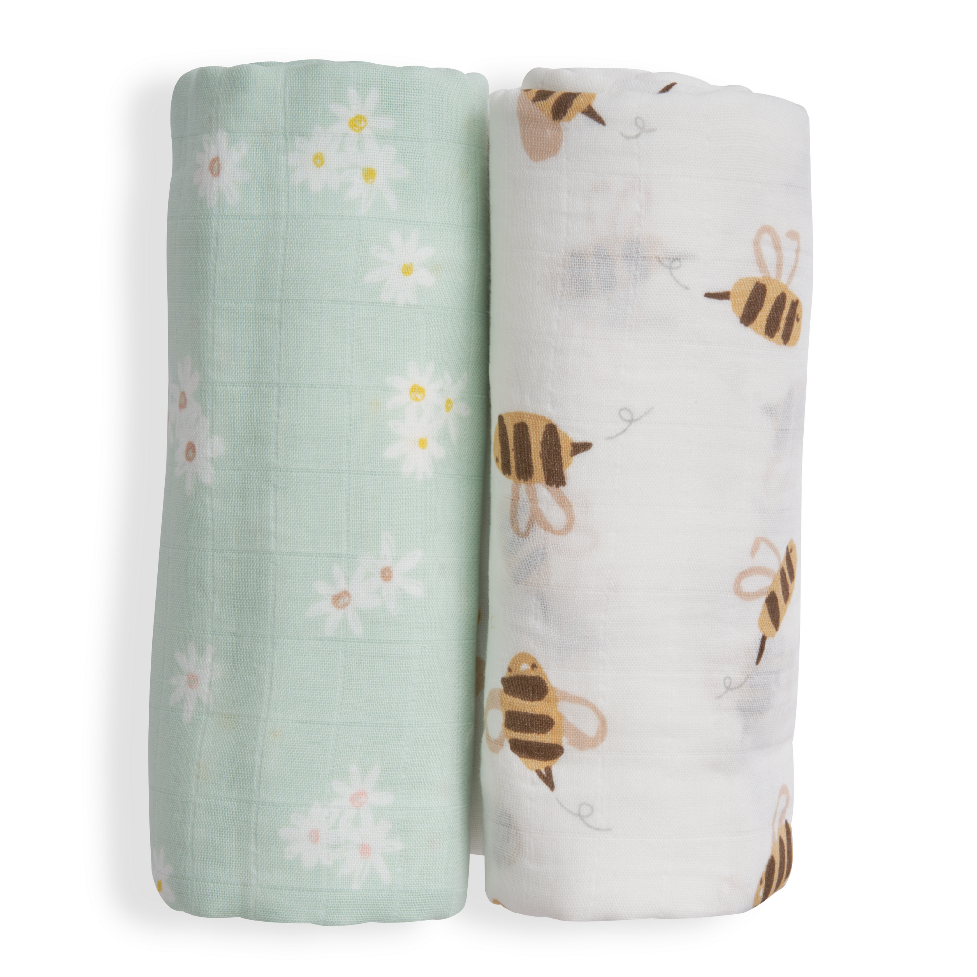 Muslin Swaddle Blankets Pack of 2 Bee Fruit Daisy Nightingale