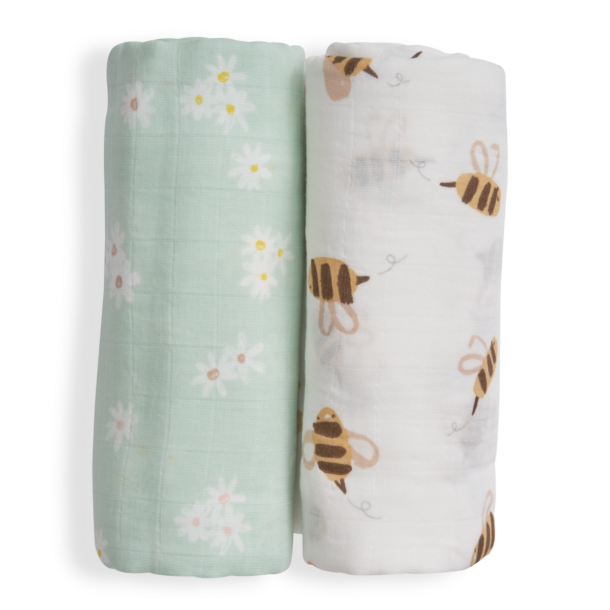 Muslin Swaddle Blankets - Pack of 2 - (Bee/Fruit/Daisy) - Canada Stock