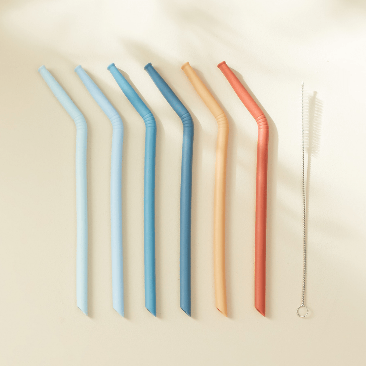 Silicone straw set pack of 6 - Coral