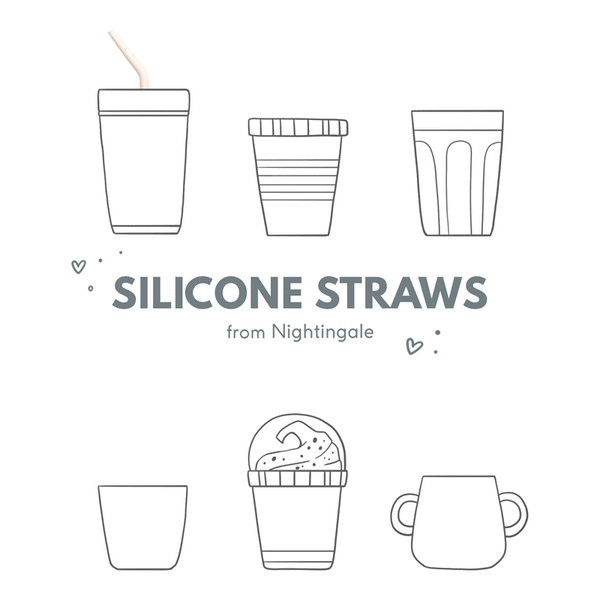 Silicone straw set pack of 6 Oak multi mix Nightingale